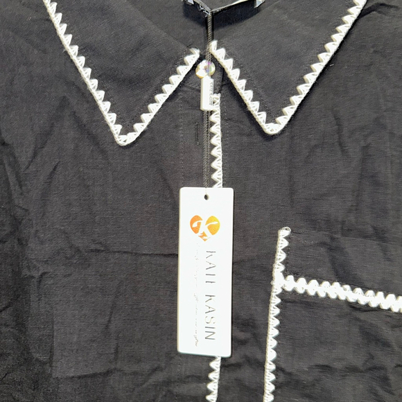 Women's KATE KASIN Blouse Black/White Size 2XL NEW NWT Button Down Plus Size - Picture 15 of 16